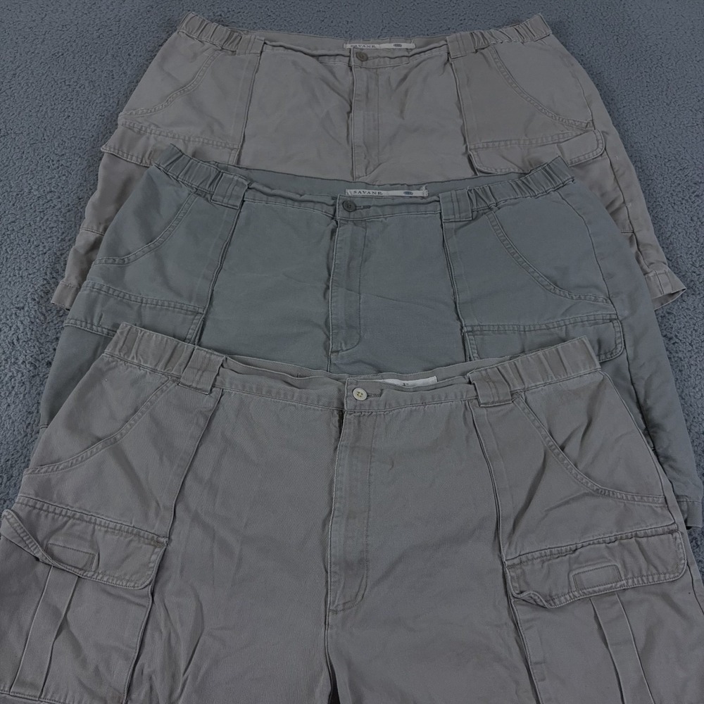 LOT OF 3 Savane Shorts Mens 42 44 Cargo 7" Elastic Baggy Hiking Outdoor Y2K Work